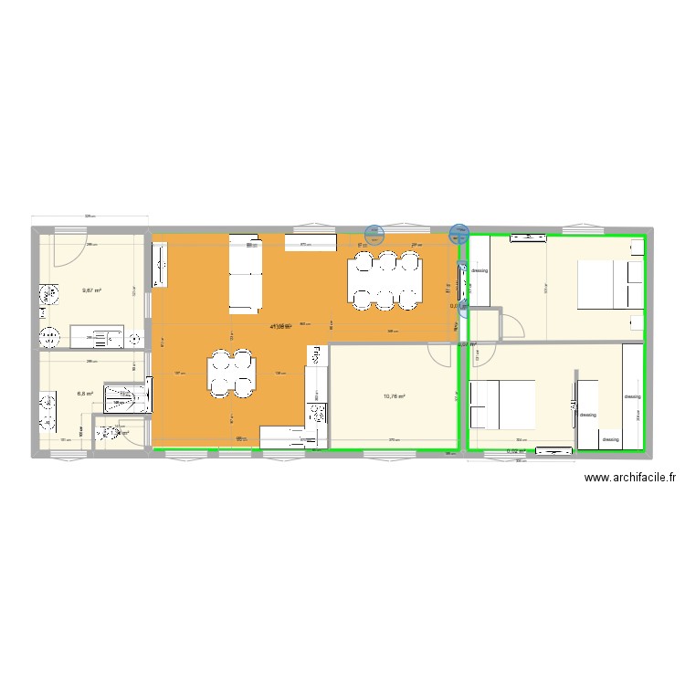 plan  maison derrière 23 octobre. Plan de 11 pièces et 99 m2