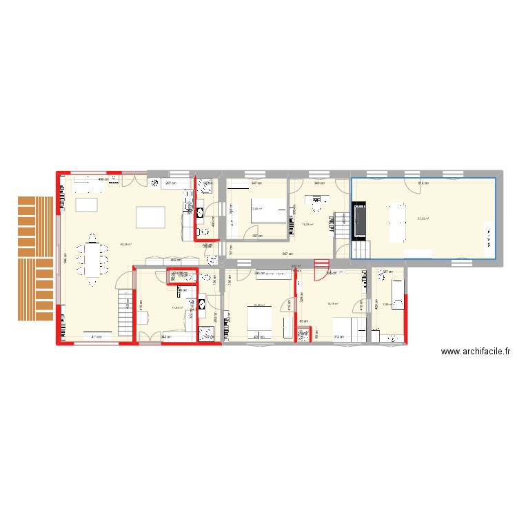 Les Hogues - modification 3. Plan de 19 pièces et 221 m2