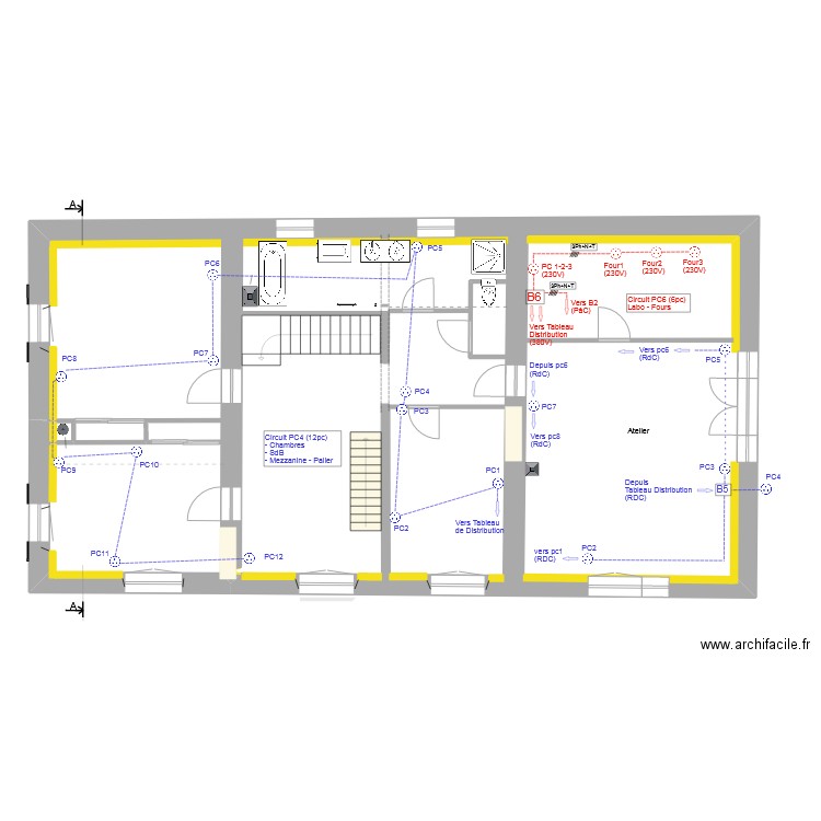 Etage_Elèctricité_Prise_V1. Plan de 1 pièce et 152 m2