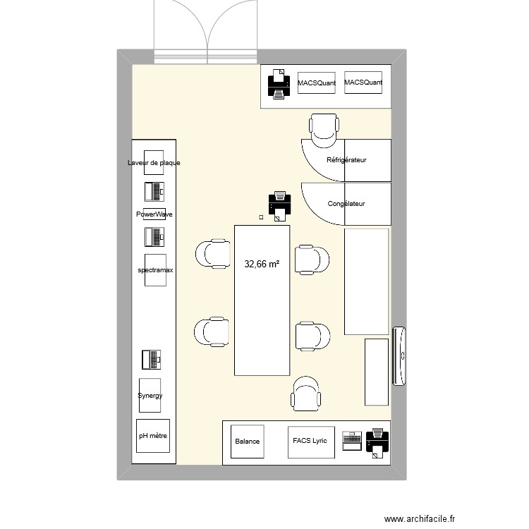 Labo 725 option 2. Plan de 1 pièce et 33 m2