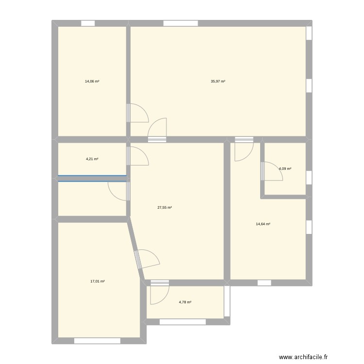 bureau. Plan de 8 pièces et 122 m2