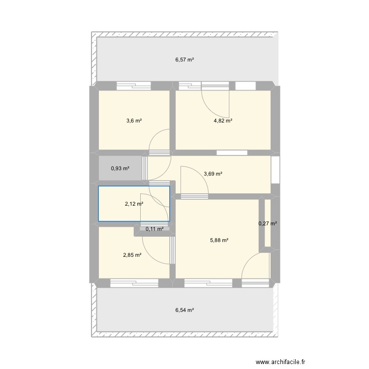 2e partie deux. Plan de 11 pièces et 37 m2