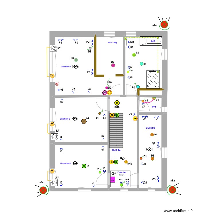 04-12-2024  étage schéma de position  . Plan de 8 pièces et 88 m2