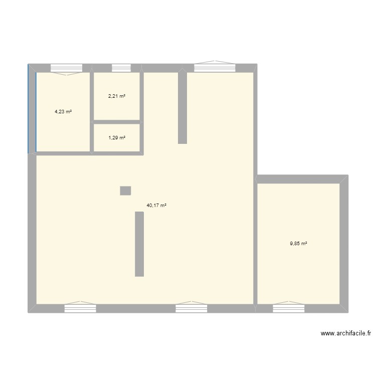 Appartement. Plan de 5 pièces et 58 m2