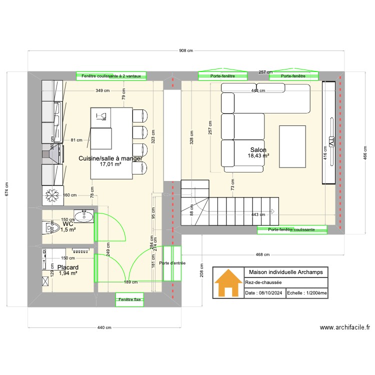 Archamps 2. Plan de 7 pièces et 80 m2