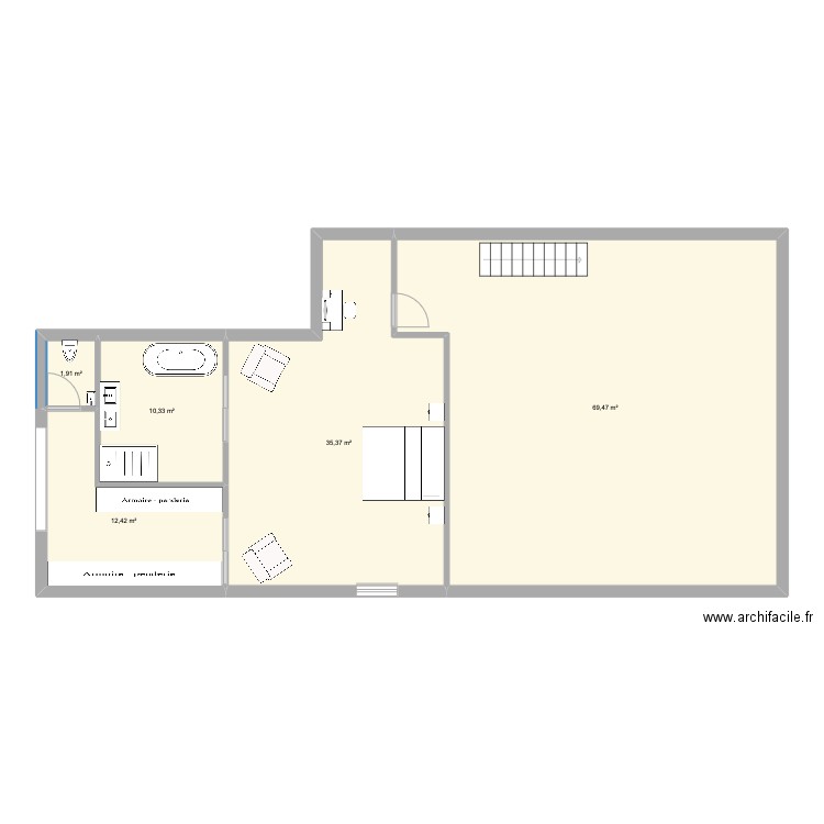 CALAMANE. Plan de 4 pièces et 51 m2