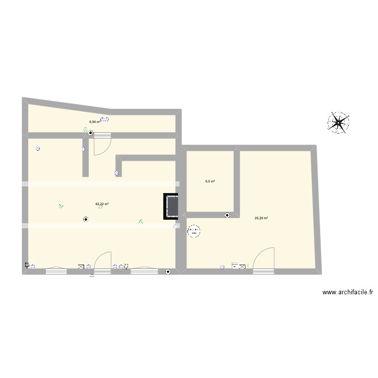 RDC MAISON. Plan de 4 pièces et 81 m2