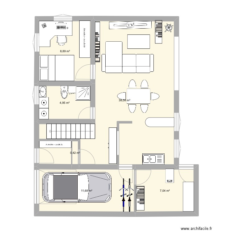 Maison. Plan de 6 pièces et 71 m2