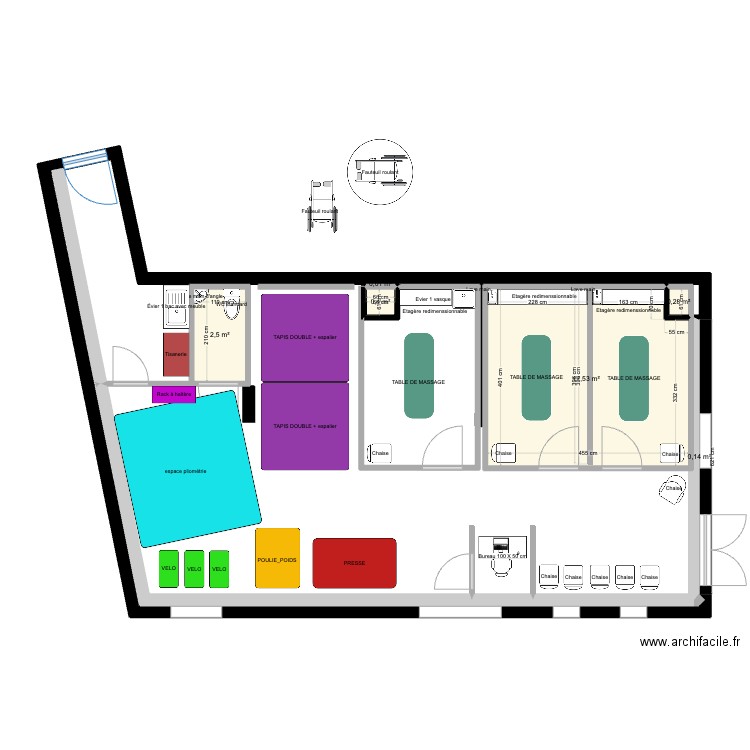 CABINET isolé. Plan de 6 pièces et 21 m2