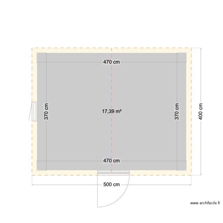 Abri de jardin. Plan de 1 pièce et 17 m2