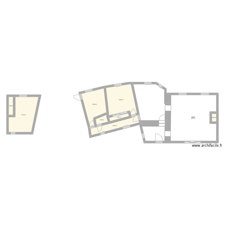 Maison l'Hommeau. Plan de 9 pièces et 84 m2