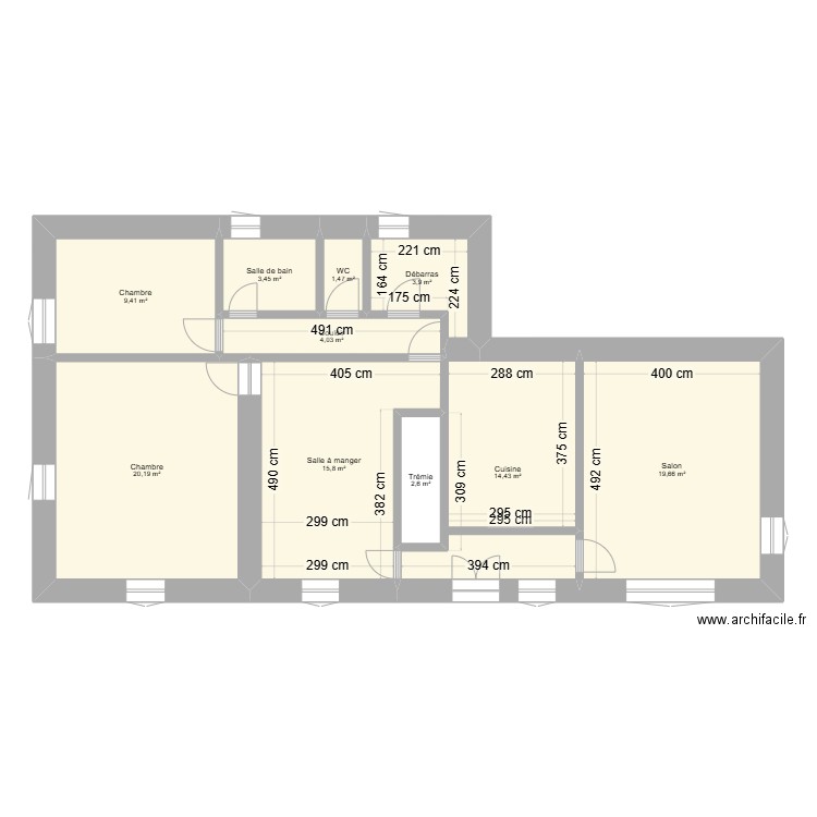 RAYNAL THEO. Plan de 14 pièces et 292 m2