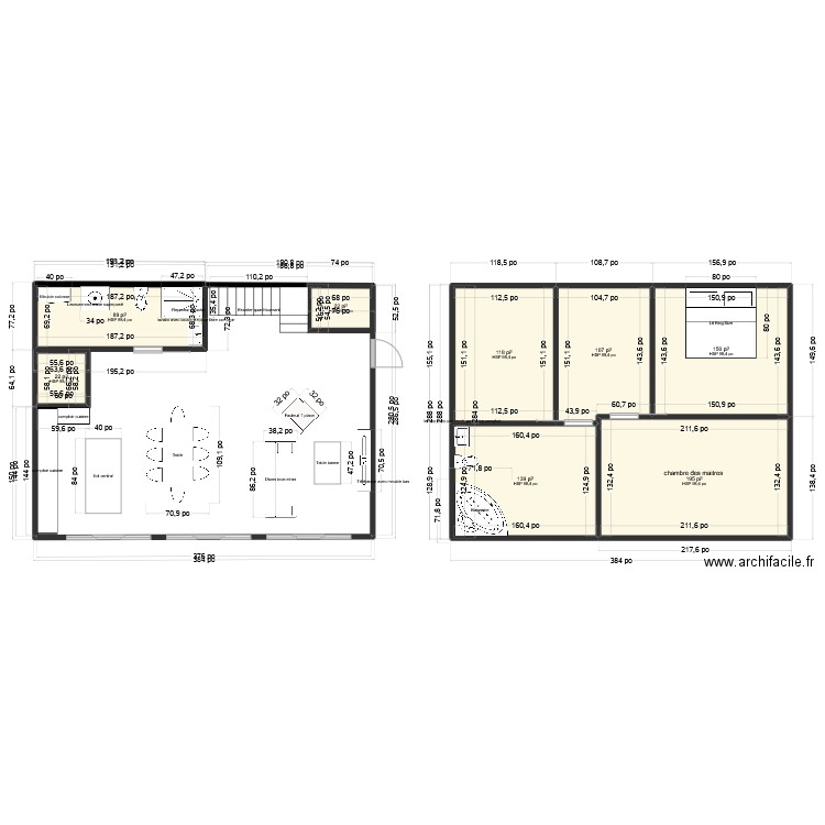 Chalet. Plan de 8 pièces et 78 m2