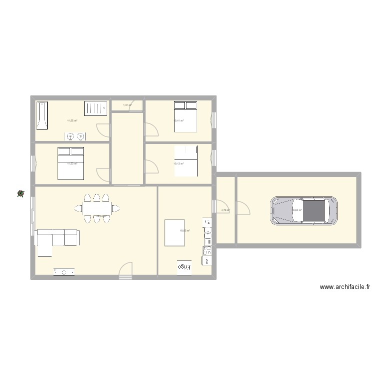 Maison 3. Plan de 9 pièces et 147 m2