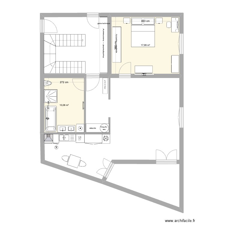 olwisheim rdc. Plan de 2 pièces et 28 m2