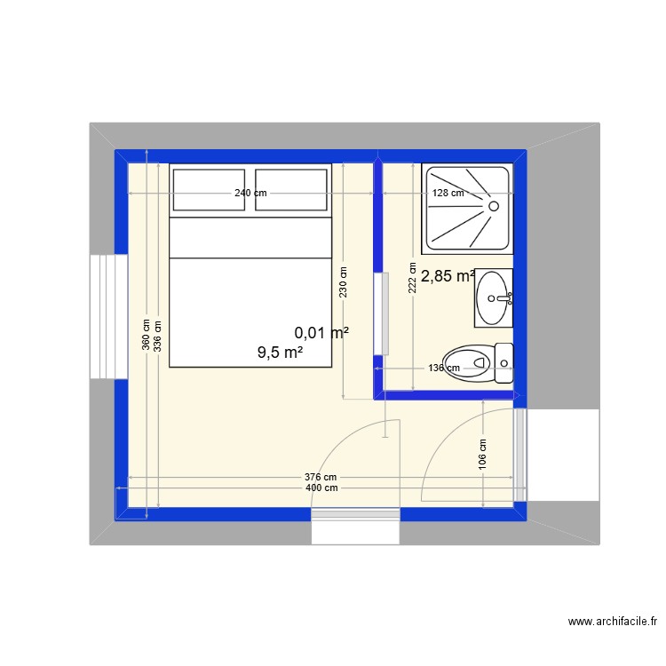 katy. Plan de 3 pièces et 27 m2