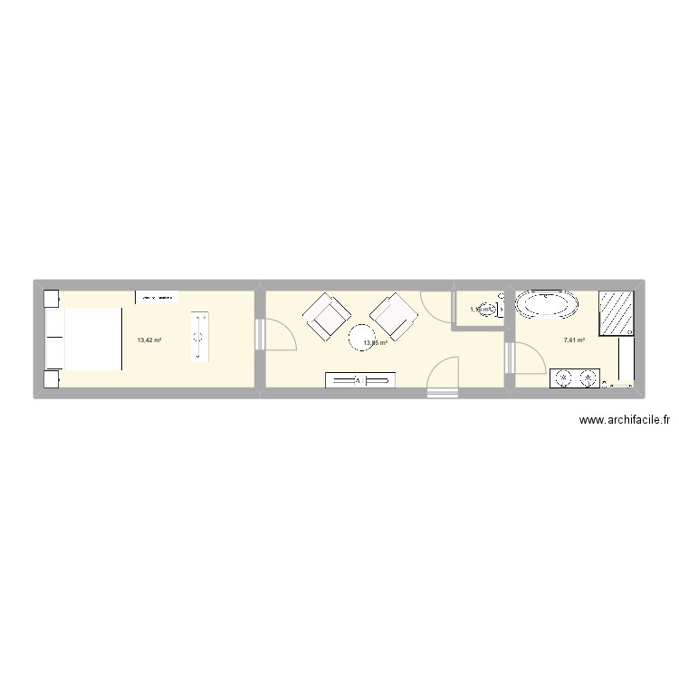 Plan suite . Plan de 5 pièces et 54 m2