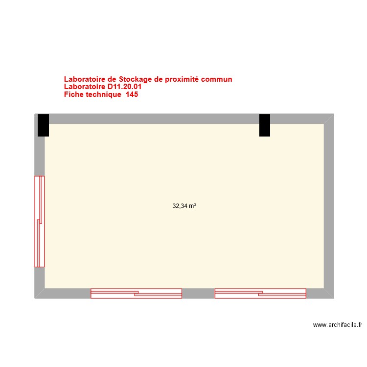 laboratoire de stockage de proximité commun V0. Plan de 1 pièce et 32 m2