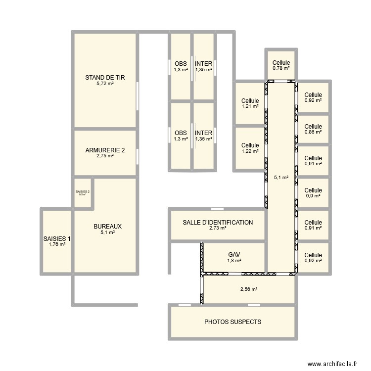 SHERIFF -1. Plan de 23 pièces et 46 m2