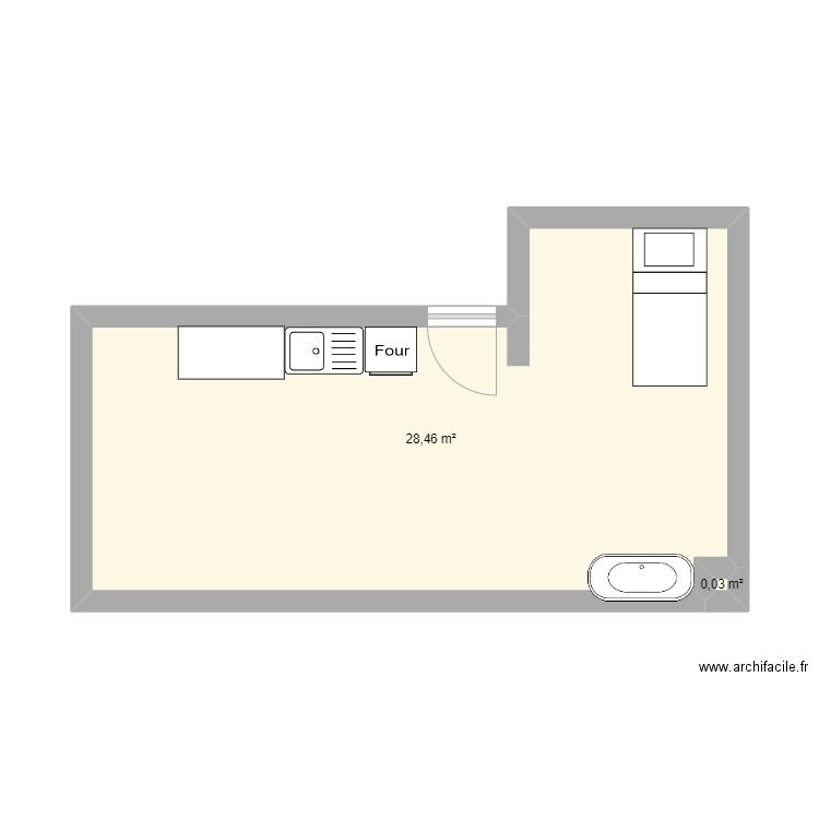 CHPA. Plan de 2 pièces et 28 m2