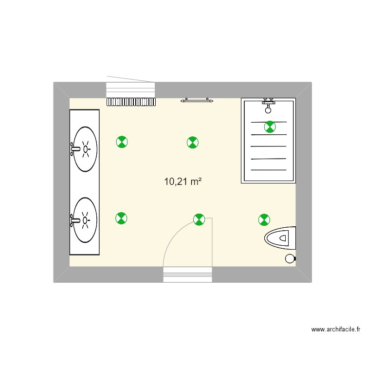 SDB1. Plan de 1 pièce et 10 m2