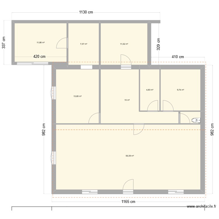 PROJET EXTENTION BOIS. Plan de 8 pièces et 131 m2