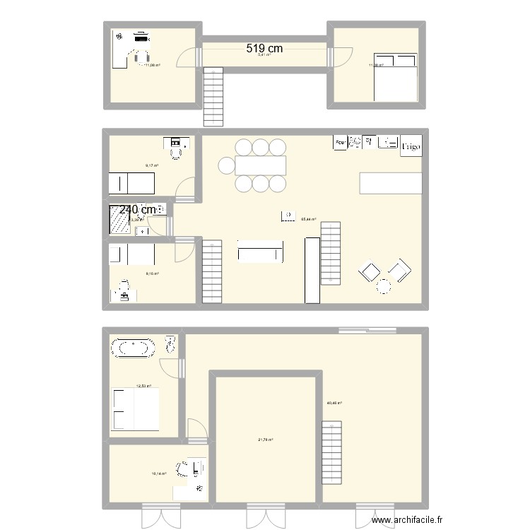 idee1. Plan de 11 pièces et 200 m2