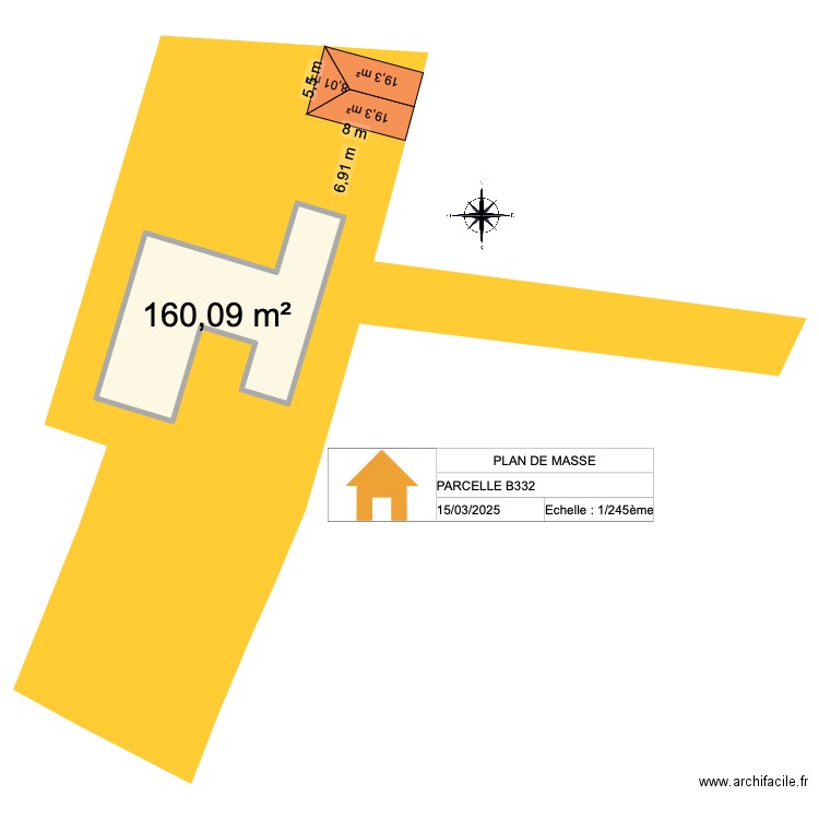 PLAN DE MASSE. Plan de 1 pièce et 160 m2