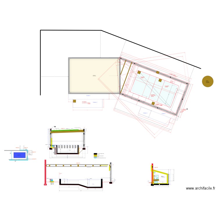 piscine béton 2024 v27 Terrassement. Plan de 1 pièce et 84 m2