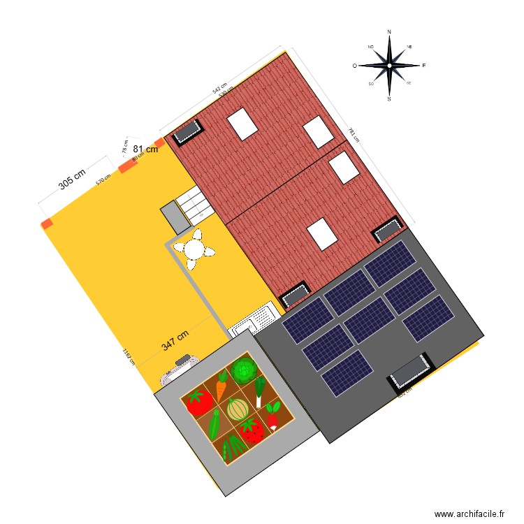 15 HA vue du dessus 'terrasse couverte' sans le toit. Plan de 0 pièce et 0 m2