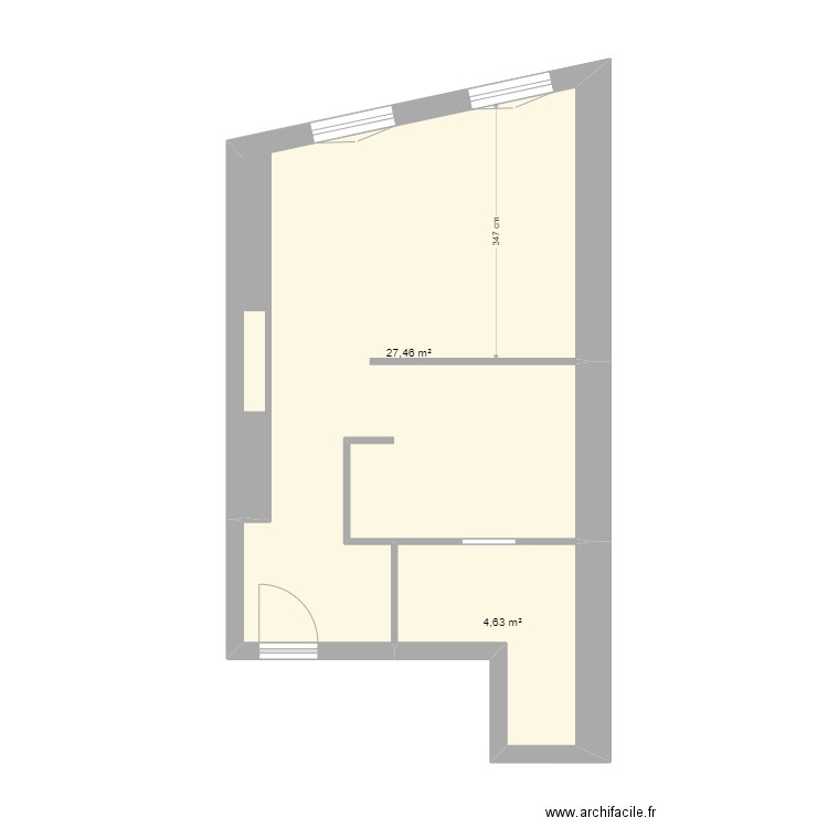 Stefani. Plan de 2 pièces et 32 m2