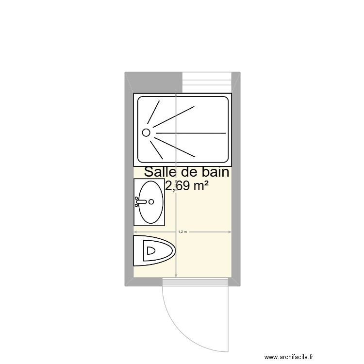 TAKTAK. Plan de 1 pièce et 3 m2