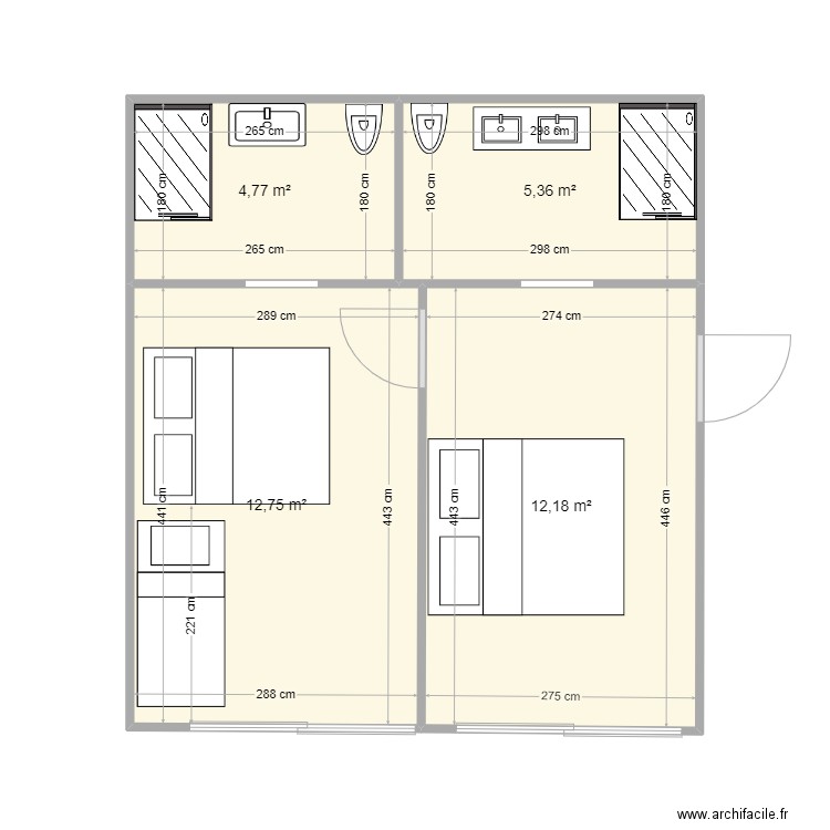 STU. Plan de 4 pièces et 35 m2