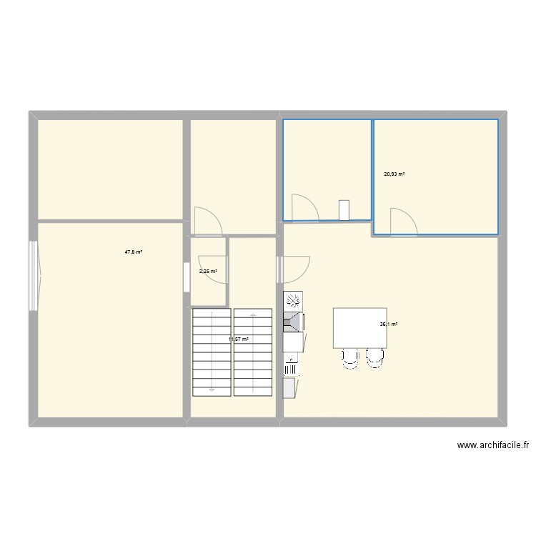 étage. Plan de 5 pièces et 119 m2