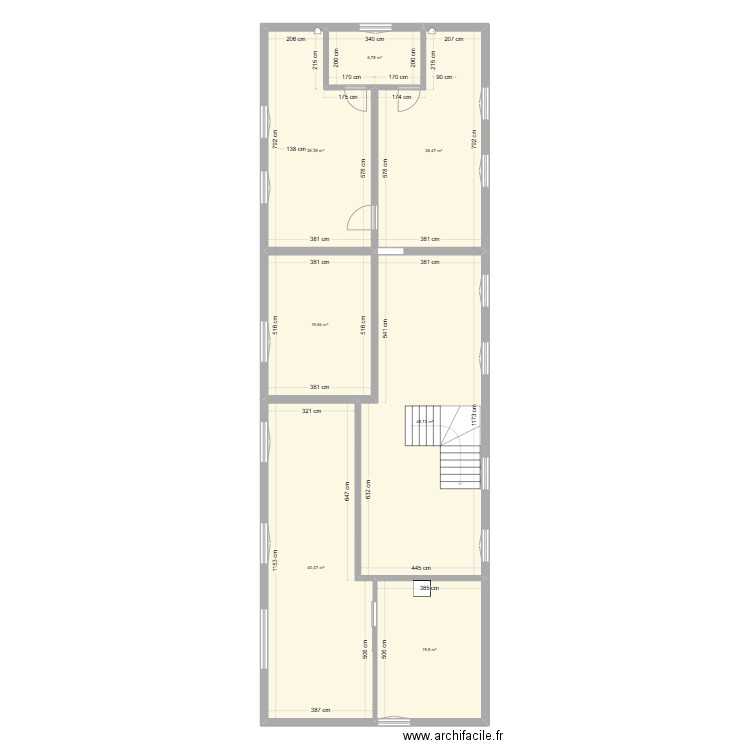 MLT Vincennes 1er étage. Plan de 7 pièces et 188 m2