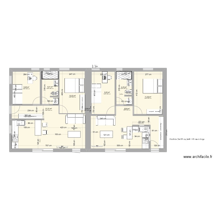 Base Rouge25-3. Plan de 9 pièces et 153 m2