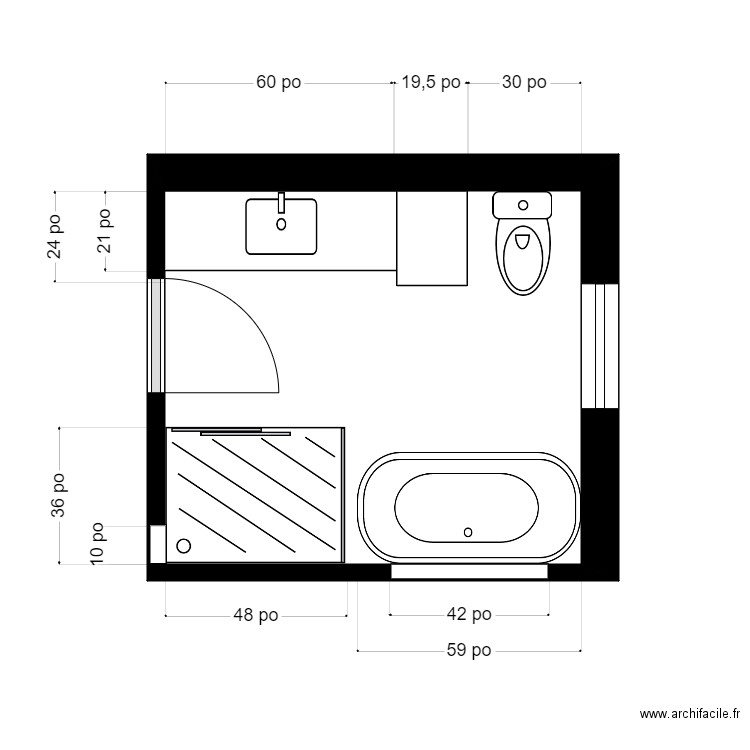 letourneau theodore. Plan de 1 pièce et 7 m2