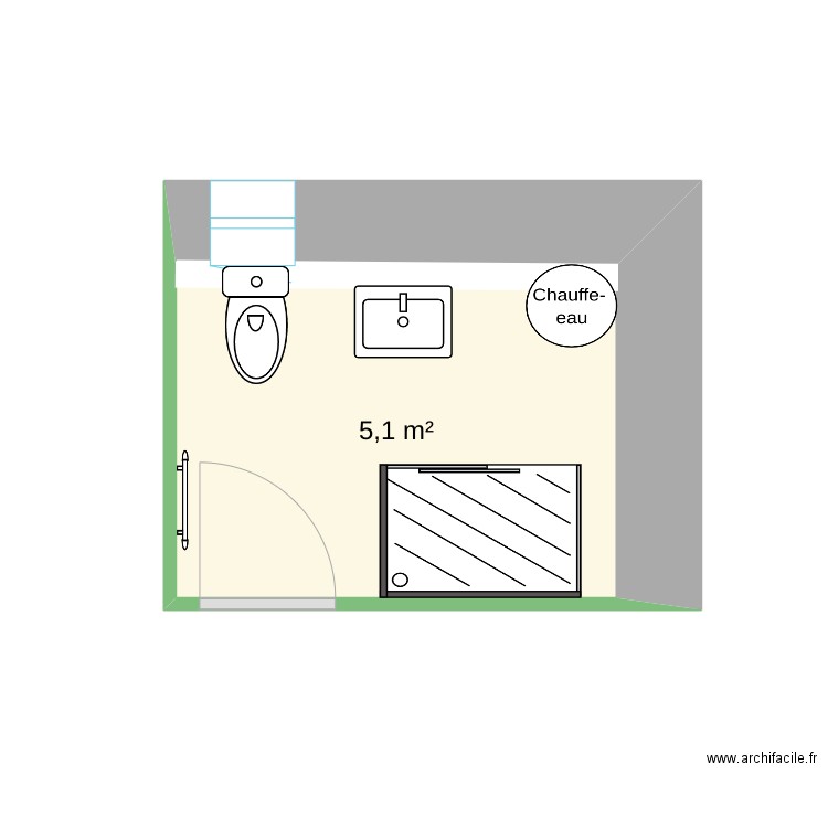 Arelier. Plan de 1 pièce et 5 m2