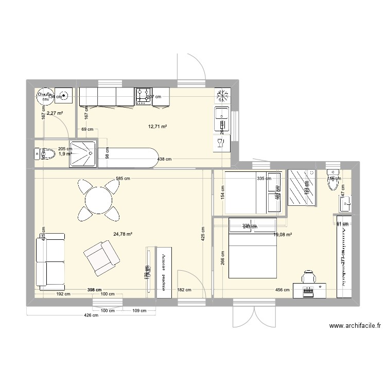 version 2. Plan de 5 pièces et 61 m2