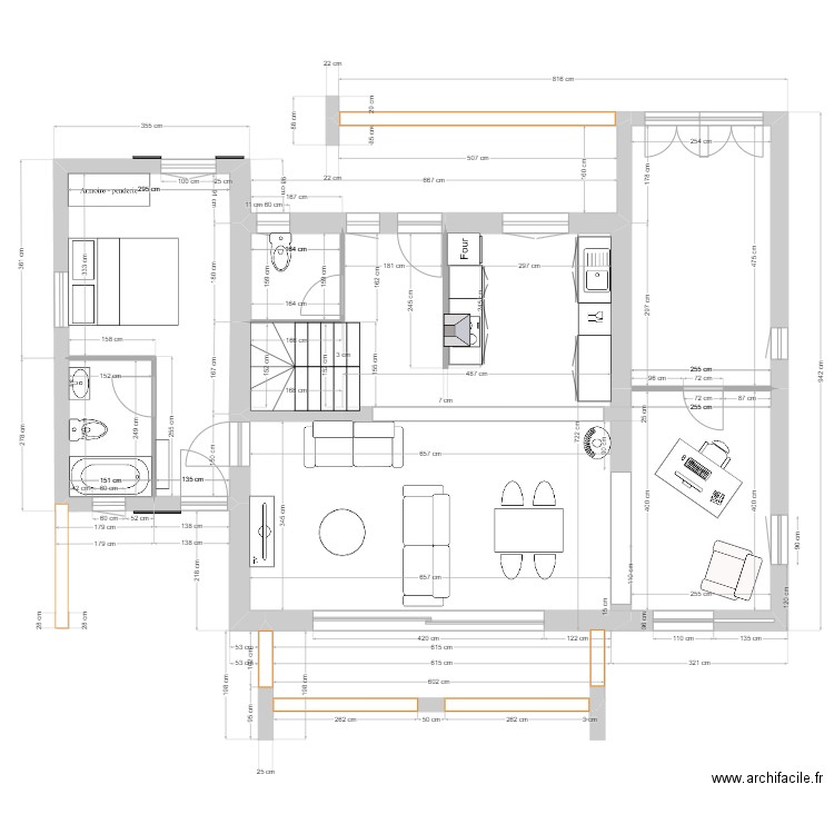 Lemaitre Bureau. Plan de 6 pièces et 44 m2