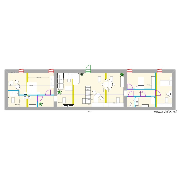 1er etage plan 1 ok avec 3ch (14.02.2025). Plan de 2 pièces et 138 m2