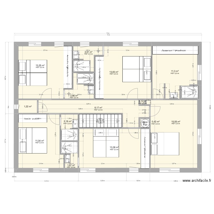 perols haut 08 03 1. Plan de 15 pièces et 101 m2