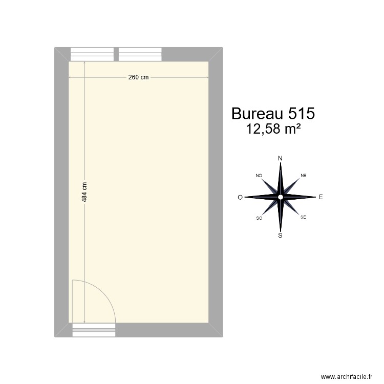 Bureau R 515. Plan de 1 pièce et 13 m2