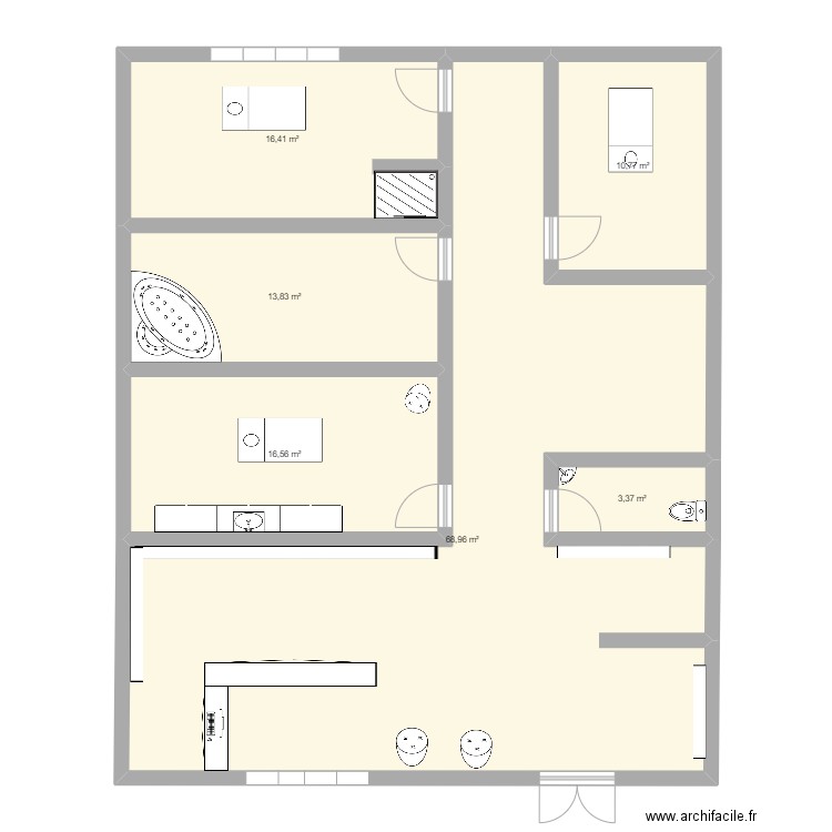 institut . Plan de 6 pièces et 130 m2