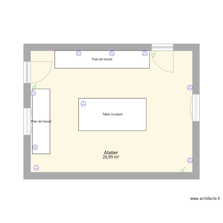 Atelier. Plan de 1 pièce et 27 m2