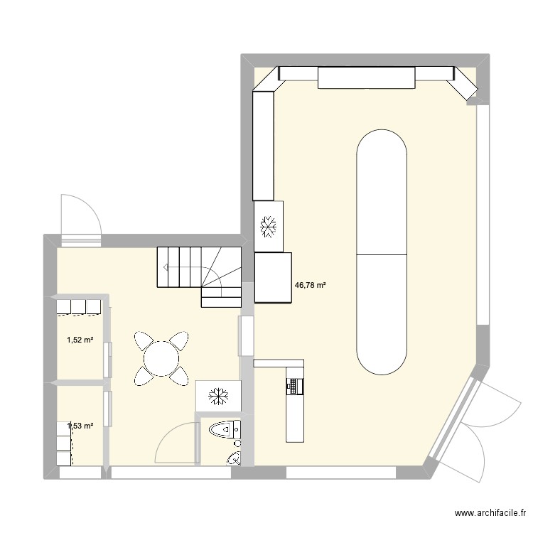 Maison Hespérides. Plan de 3 pièces et 50 m2