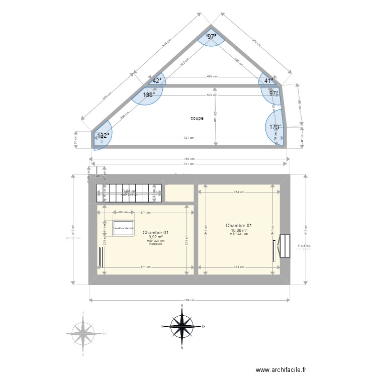 ML24010710 HENAU. Plan de 15 pièces et 117 m2