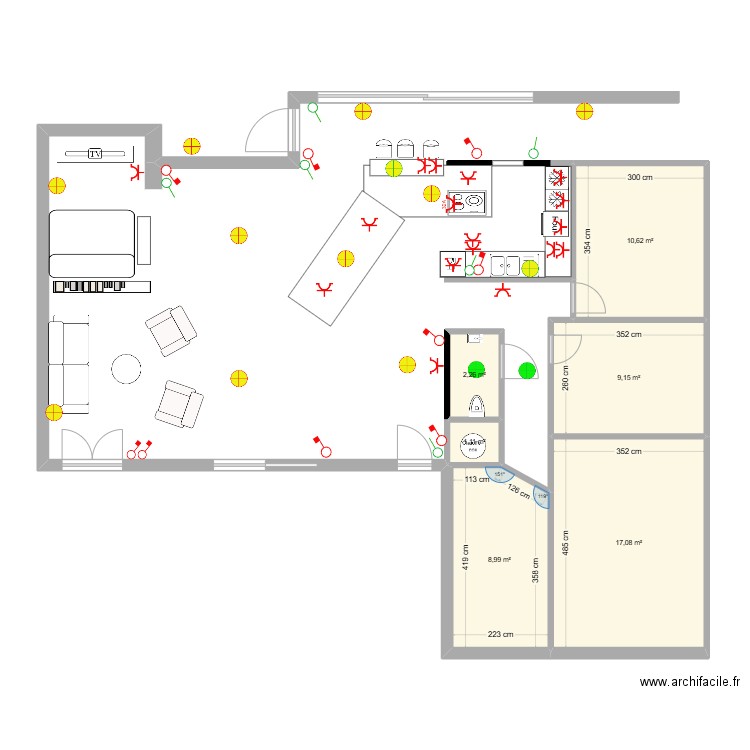 SEJOUR ELEC. Plan de 6 pièces et 49 m2