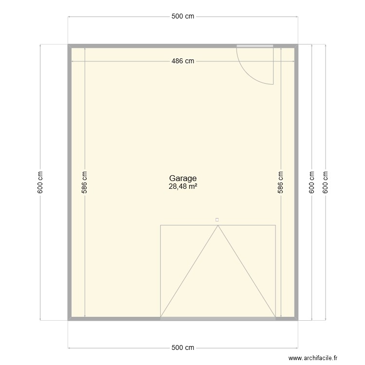 garage. Plan de 1 pièce et 28 m2