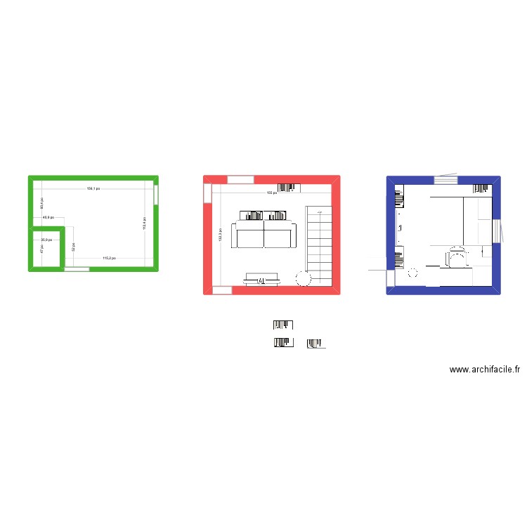 chambre hugues 666. Plan de 4 pièces et 35 m2